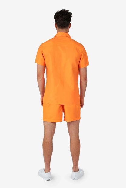 Oranje Summer set opposuit heren achterzijde