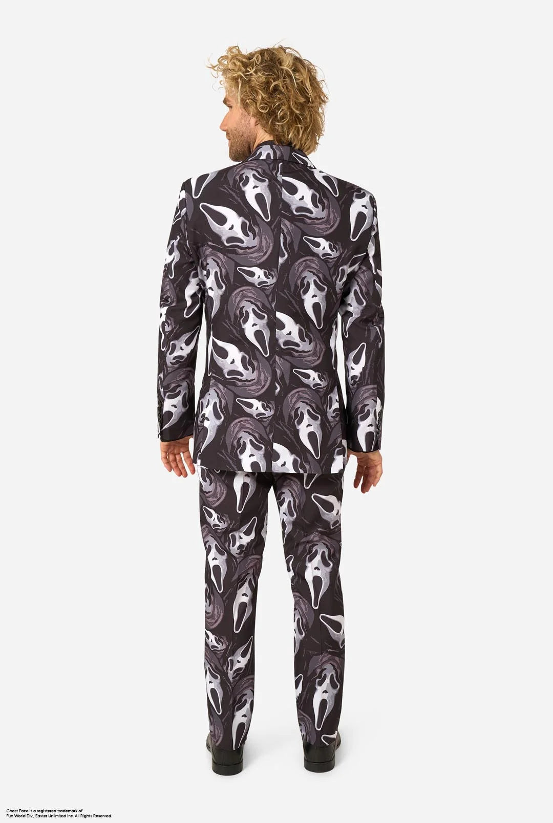 Achteraanzicht van het Ghost Face OppoSuits herenpak