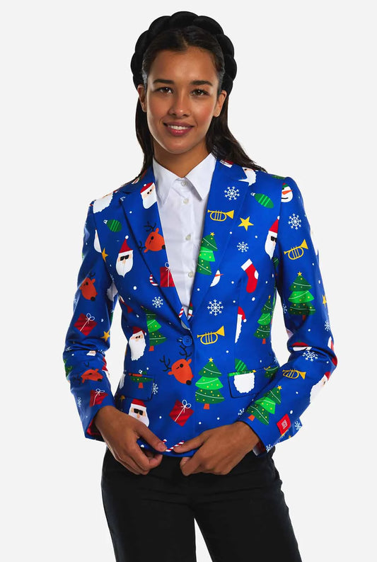 Dames Kerst Blazer Festivity Blue