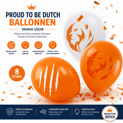 oranje ballonnen met leeuw 8 stuks