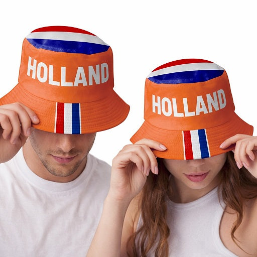 Oranje vissershoedje rood wit blauw