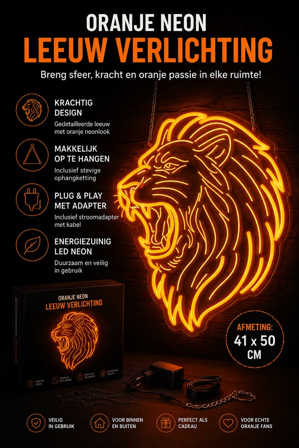 oranje led decoratie leeuw