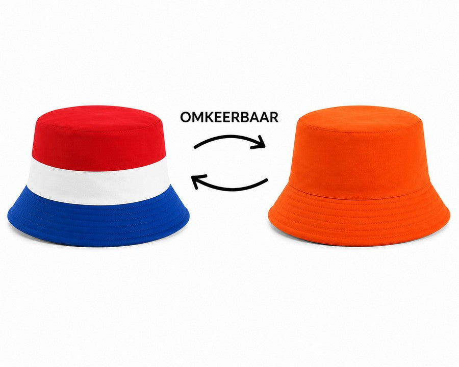 Holland WK Bucket Hat Omkeerbaar – Oranje en Rood-Wit-Blauw