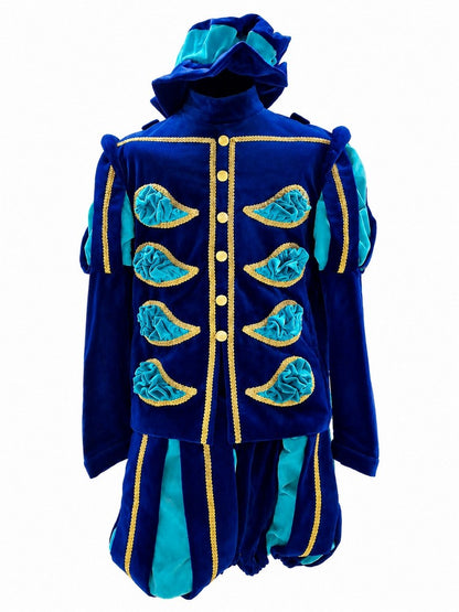 Fluweel Hoofdpietenpak Luxe Blauw-Turquoise