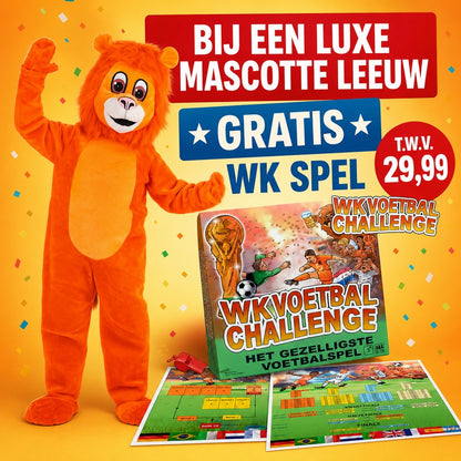 Oranje WK 2026 Mascotte Leeuw Deluxe + Gratis WK Spel OP=OP