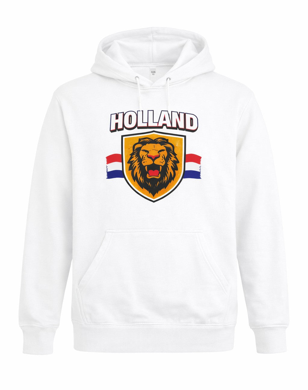 witte hoodie met oranje schild leeuw – Koningsdag WK 2026