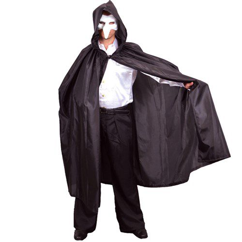 halloween cape met capuchon luxe zwart