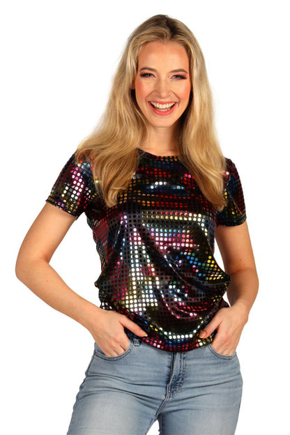 Glittershirt Dames Partyqueen Multicolour