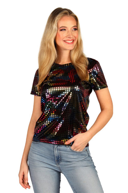 Glittershirt Dames Partyqueen Multicolour