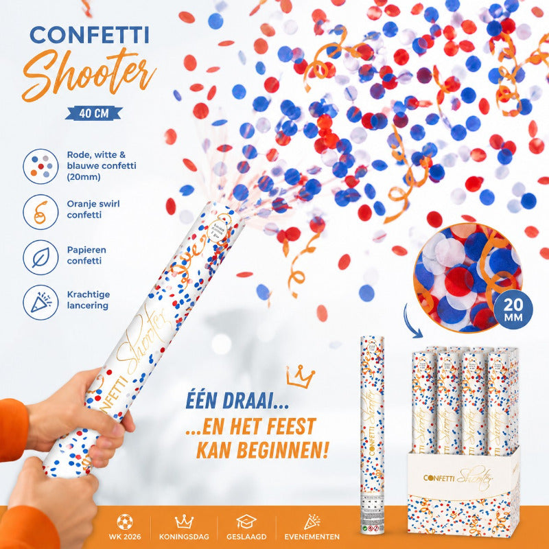 Party Shooter Rood Wit Blauw Oranje 40 cm