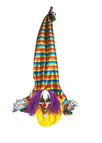 Geanimeerde ondersteboven hangende clown (120 cm)