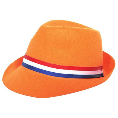 Oranje Hoed met Rood Wit Blauw Band