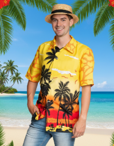 Hawaii Shirt Paradise Geel paradijs achtergrond - Miami Vice Summer Chic