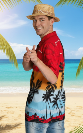 Hawaii Shirt Paradise Rood paradijs achtergrond - Miami Vice Summer Chic