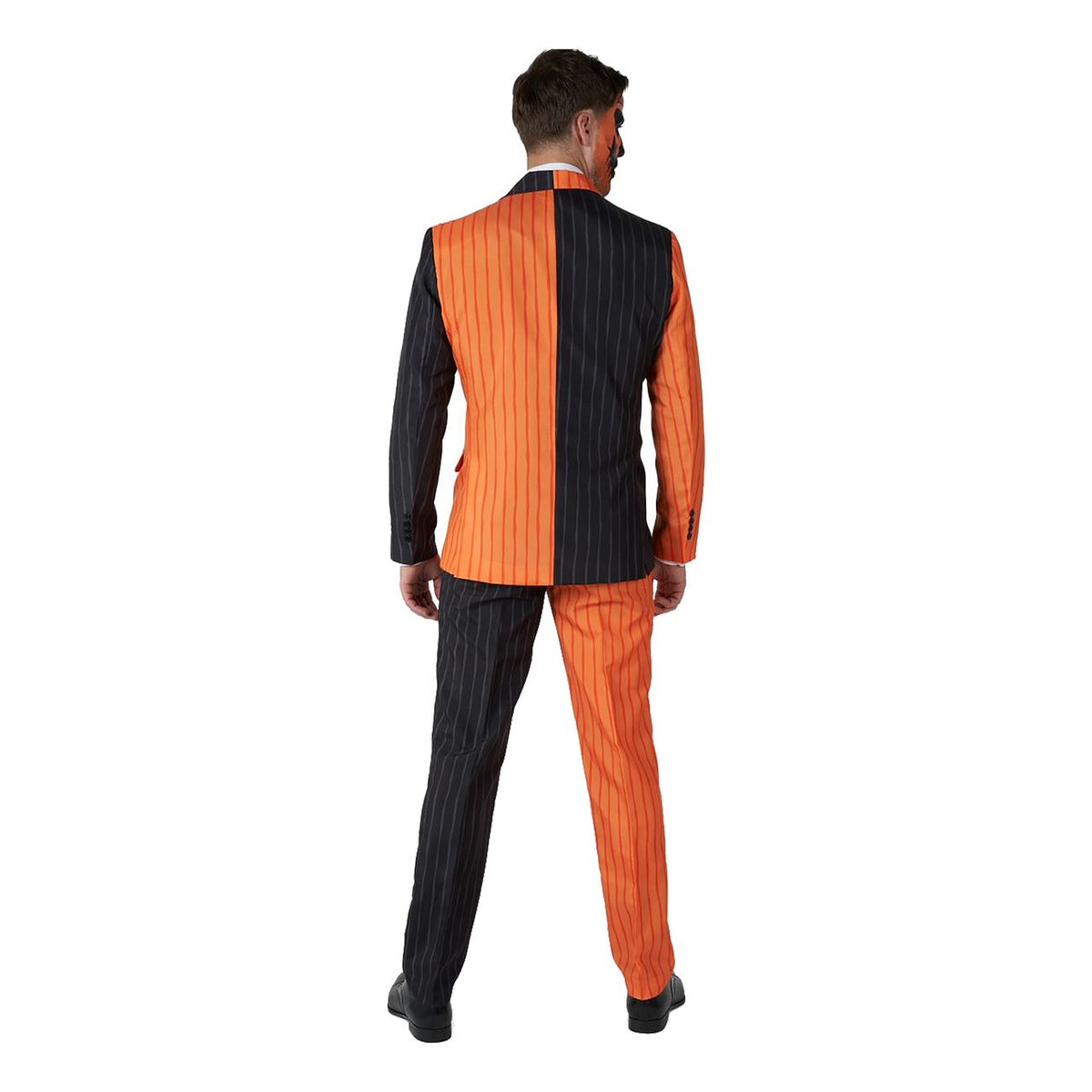 Achterkant van het Suitmeister Jack-O Pinstripe Black heren kostuum