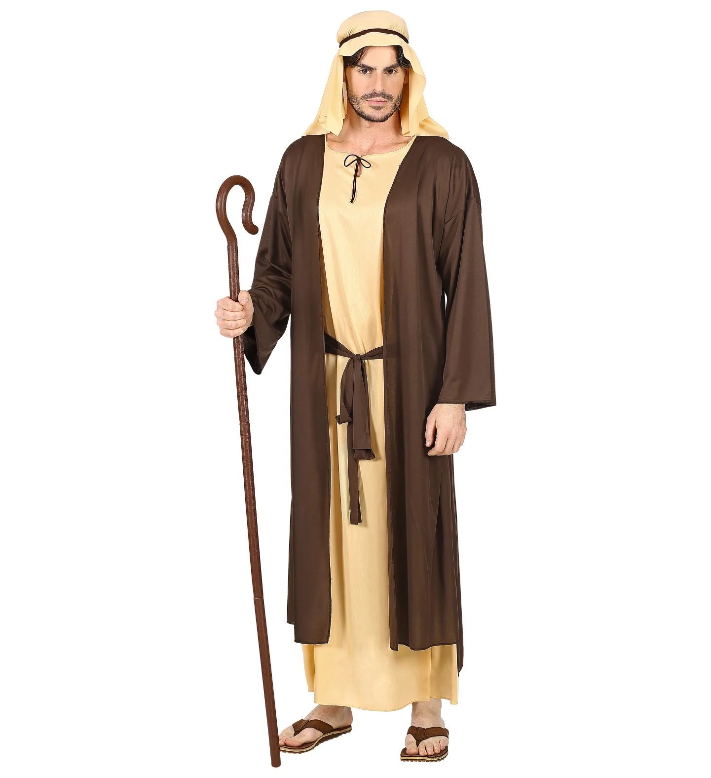 Jozef kostuum herder kerststal – gewaad met hoofdkap en riem