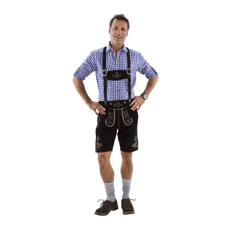 korte zwarte lederhose