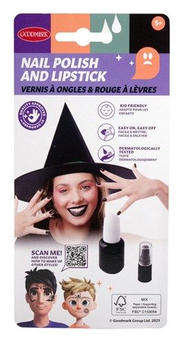 Nagellak en lipstick zwart (8ml)