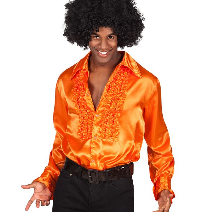 Oranje Discoblouse met ruches