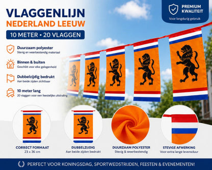 Oranje VLaggenlijn met Leeuw XXL