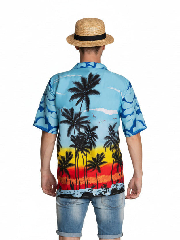 Foto 3: "Hawaii shirt paradise collectie - blauw rood geel - tropische blouses voor zomerfeesten"
