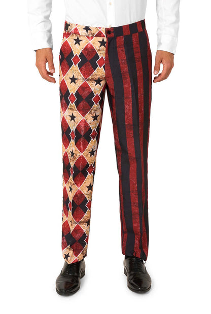 Scary Clown Red Halloween pak voor heren met rood zwart patroon