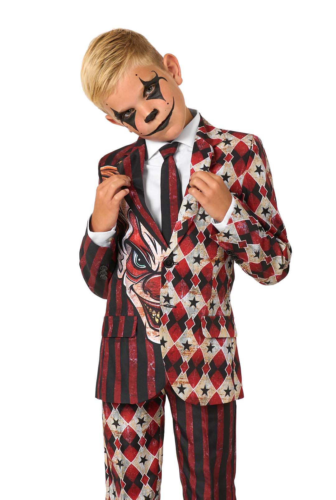 Suitmeister Scary Clown Red jongens kostuum voor Halloween
