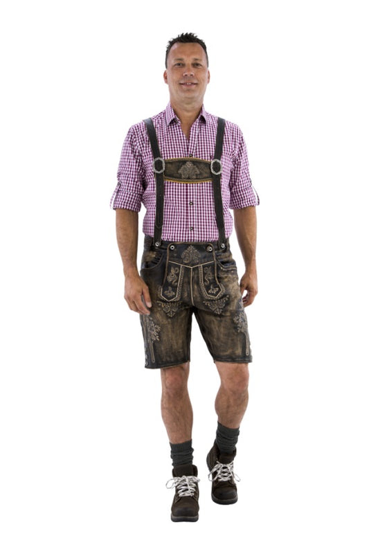 Korte Lederhose Antieklook Bruin