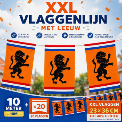oranje vlaggelnijn 10 meter 20 vlaggen