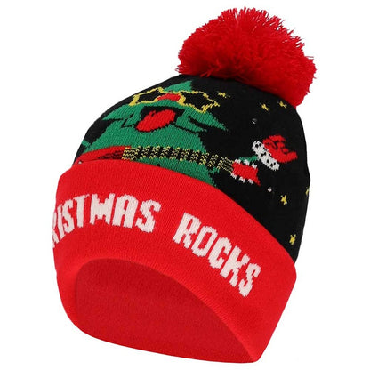 wollen kerstmuts met lampjes Christmas rocks