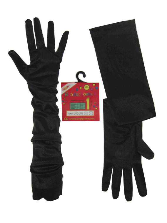 Zwarte lange handschoenen stretch