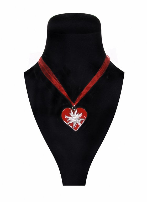 Edelweiss ketting rood zilver