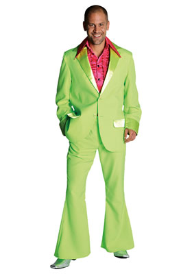 Kostuum fluor groen jaren 70 colbert en broek