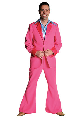 Roze kostuum broek en colbert jaren 70