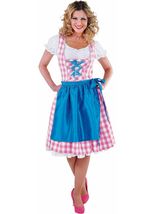 Dirndl 3-dlg Roze-Blauw