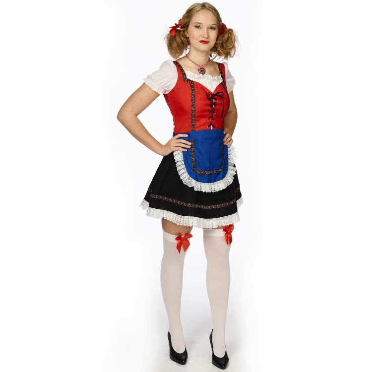 Tiroler Jurkje Rood Zwart BLauw feestenkleding