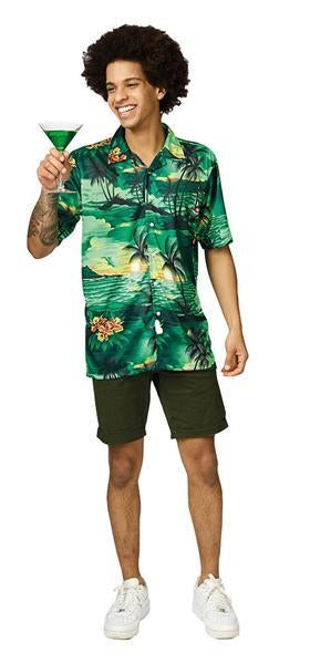 groen Hawaii hemd met palmbomen