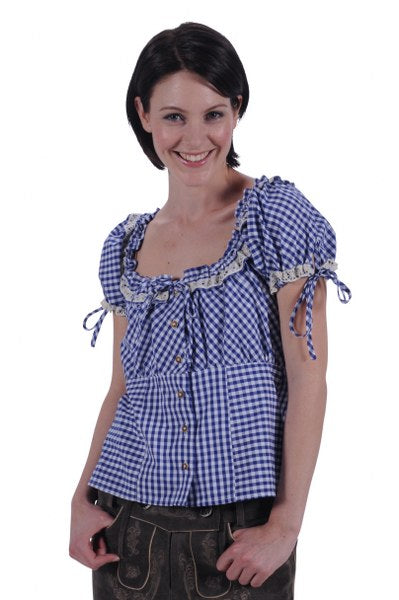 Tiroler geruite damesblouse Steffi, blauw