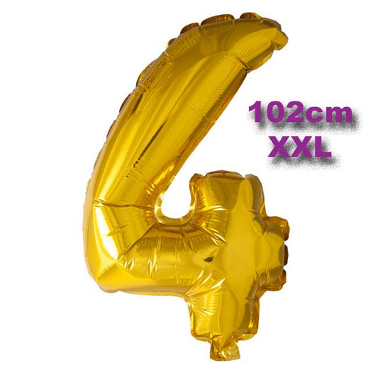 Folie Cijfer Ballon 4 Goud XXL 102cm