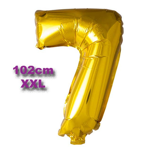 Folie Cijfer Ballon 7 Goud XXL 102cm