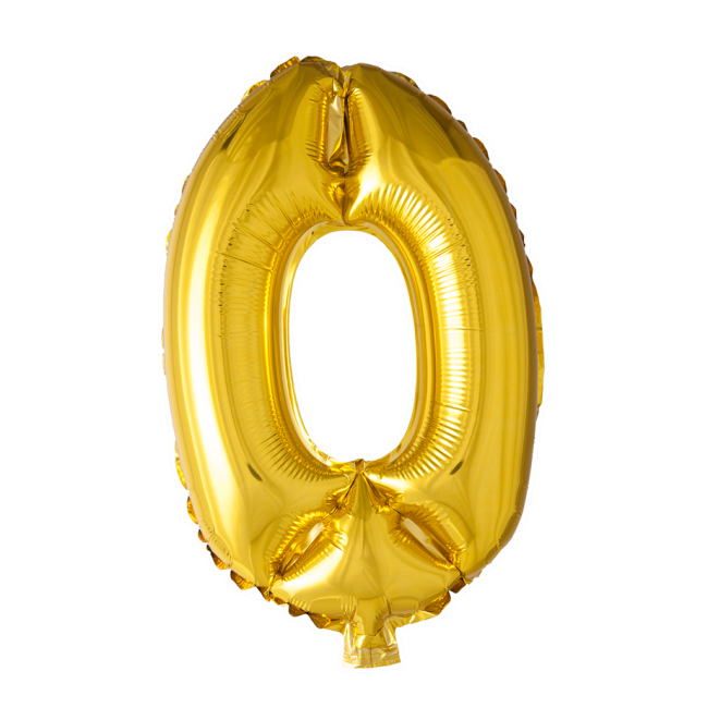 Folie Cijfer Ballon 0 Goud XXL 102cm