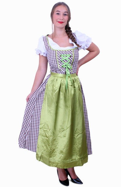 Tiroler jurk lang Wenzel bruin/wit