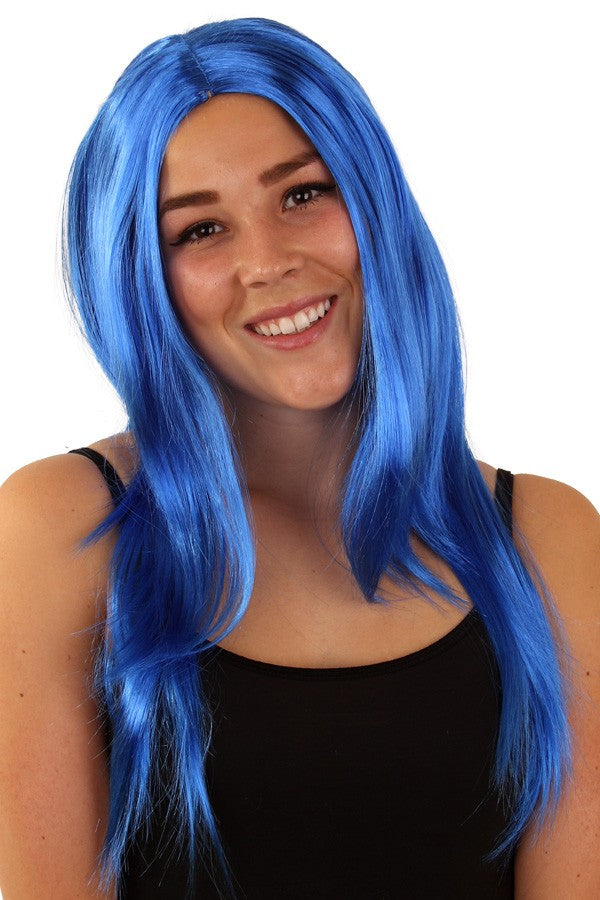 pruik lang blauw haar