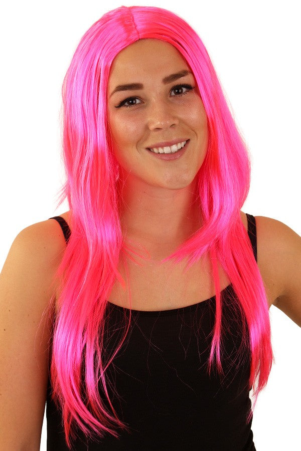 Pruik roze lang haar