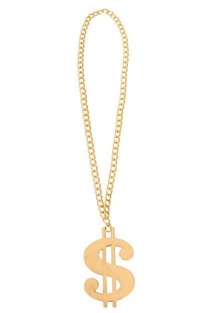 Dollar ketting 12 cm goud gangster