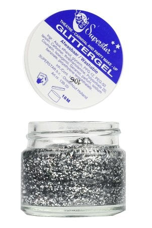 Glittergel Zilver voor huid en haar