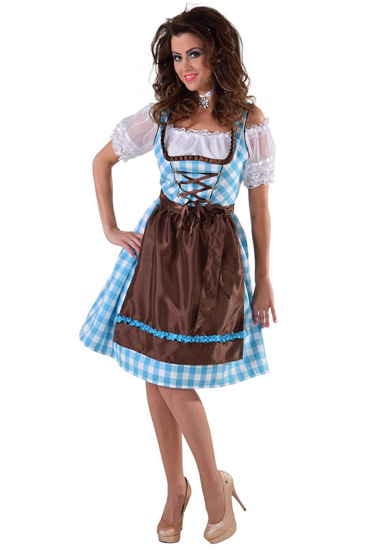 Dirndl 2 Delig Turquoise-Bruin