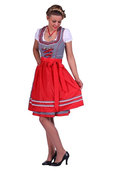 Dirndl jurk Lena Blauw-Rood Luxe