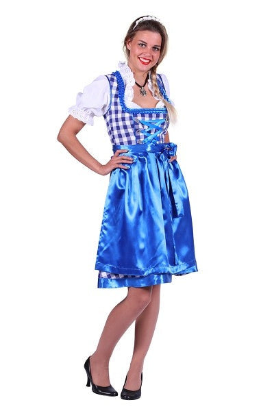 Dirndl Jurk Lene Blauw-Wit 3-dlg OP=OP