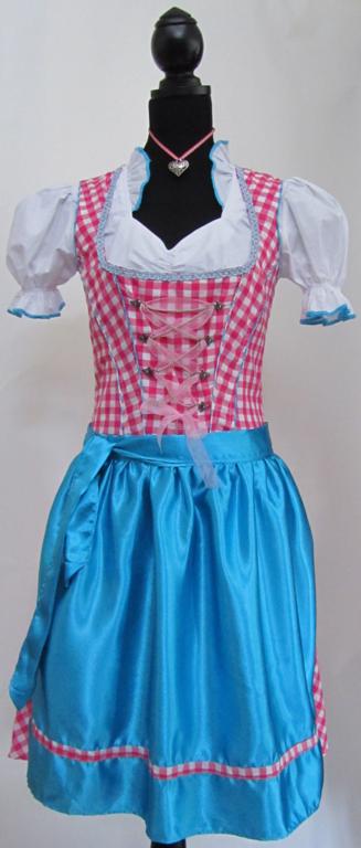 Dirndel roze wit blauw middellang